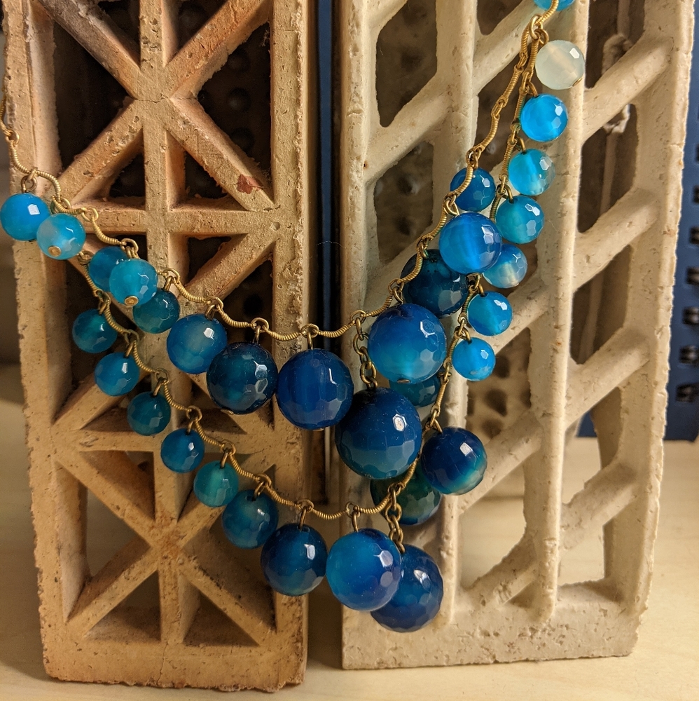 David Aubrey double strand faceted sphere necklace